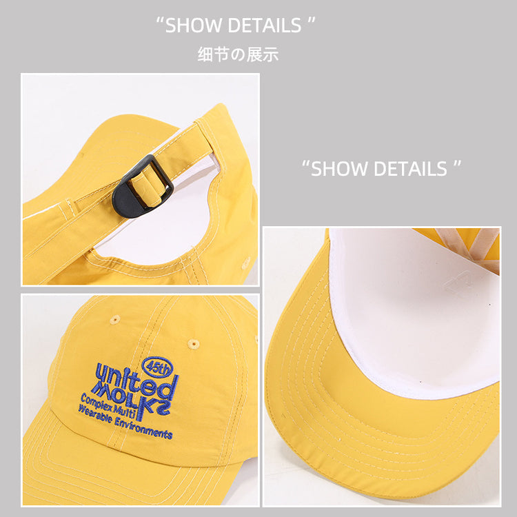 流行帽子|韓版字母刺繡黃色棒球帽子女春夏季大頭圍顯臉小速乾遮陽鴨舌帽男「C4969」25.03-3