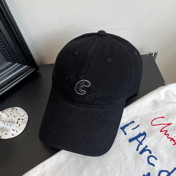 流行帽子|C字母棒球帽女春夏韓系刺繡軟頂遮陽帽學生情侶顯臉小戶外鴨舌帽「C4885」24.12-5