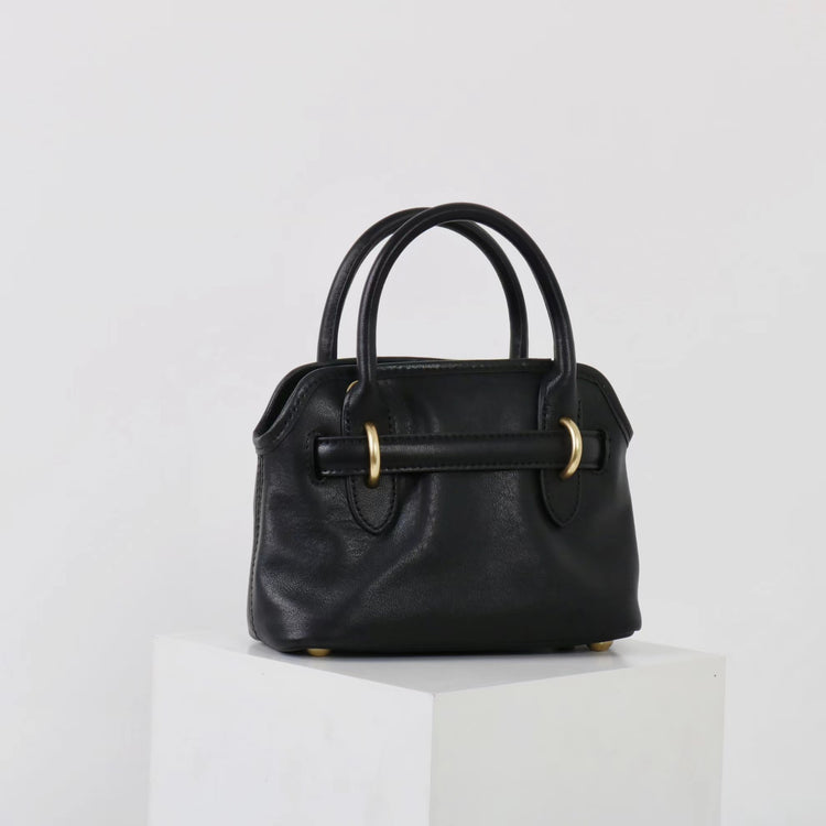 質感真皮|新款精緻迷你手拎中古保齡球斜背包通勤小眾復古百搭高級感包「8205」25.03-1