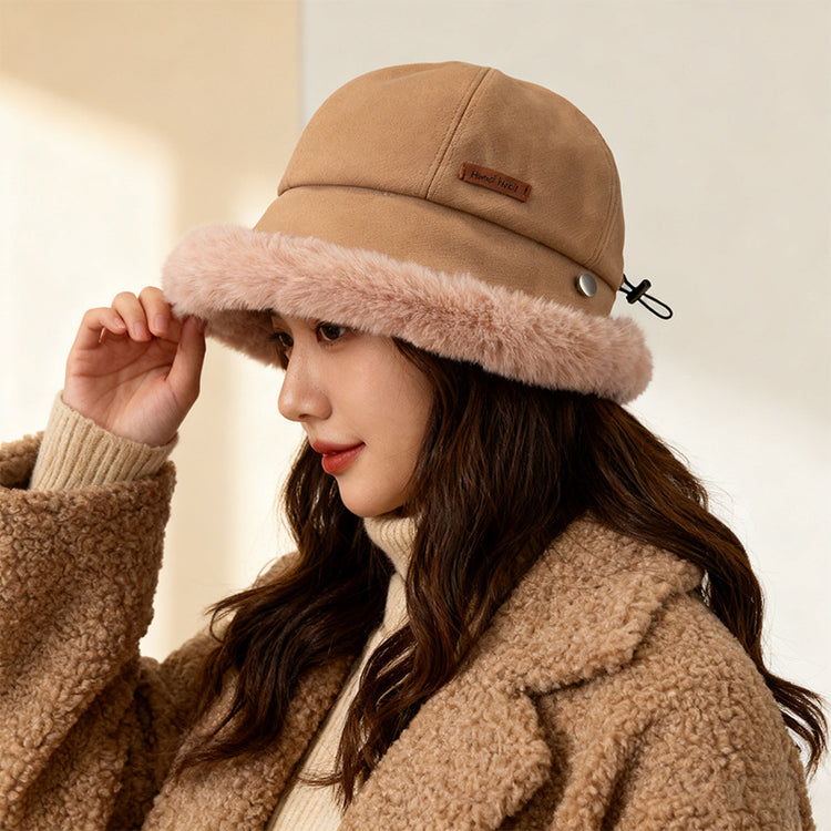 流行帽子|毛絨帽子女冬季新款加絨漁夫帽加厚騎車保暖棉帽東北戶外防寒盆帽「C3399」25.11-2