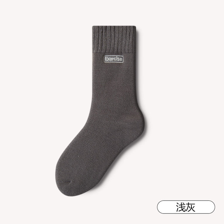 女襪|高彈羅口襪子男秋冬款加絨加厚蓄熱羊絨襪軟糯親膚舒適保暖中筒襪「AX24336」24.12-1