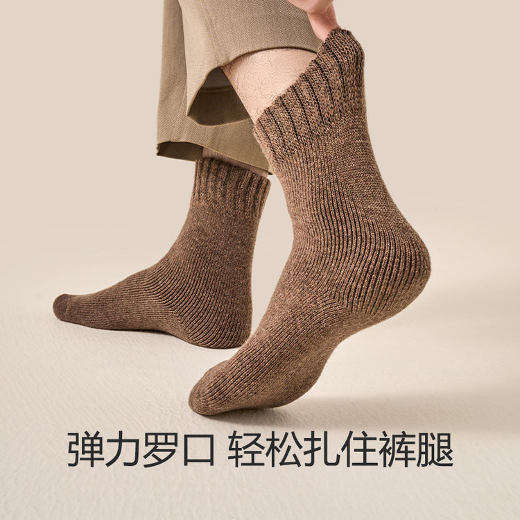 女襪|加厚羊毛襪子男秋冬季加絨毛圈保暖中筒襪純色簡約舒適諸暨襪子「YK24094」24.12-1