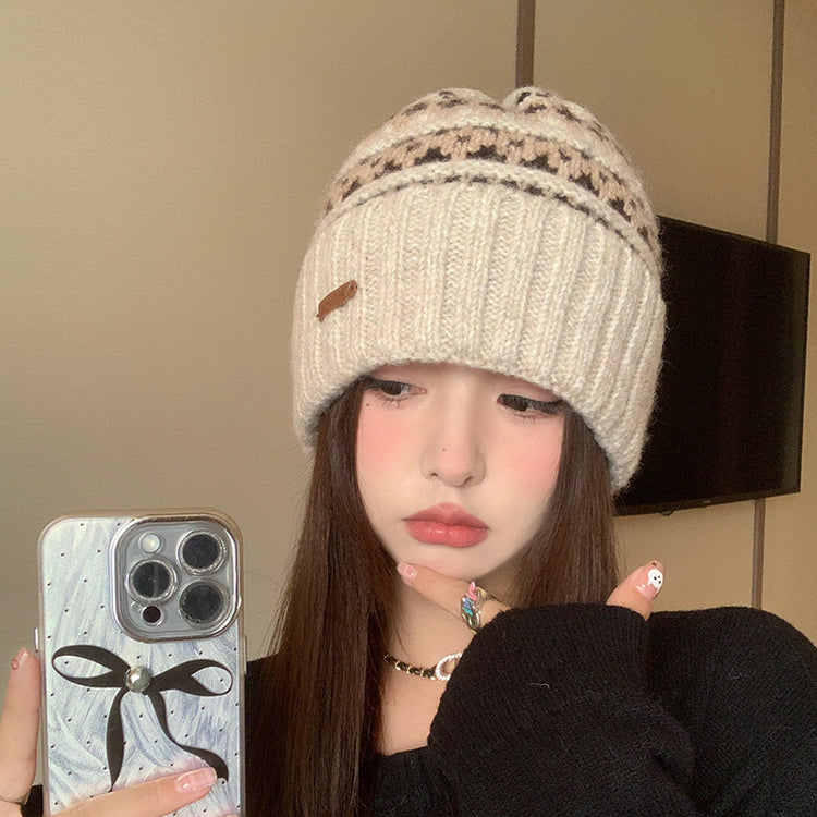 流行帽子|聖誕春節針織帽秋冬保暖防寒毛線帽學生情侶百搭護耳帽子騎車帽子「C4790」24.11-1