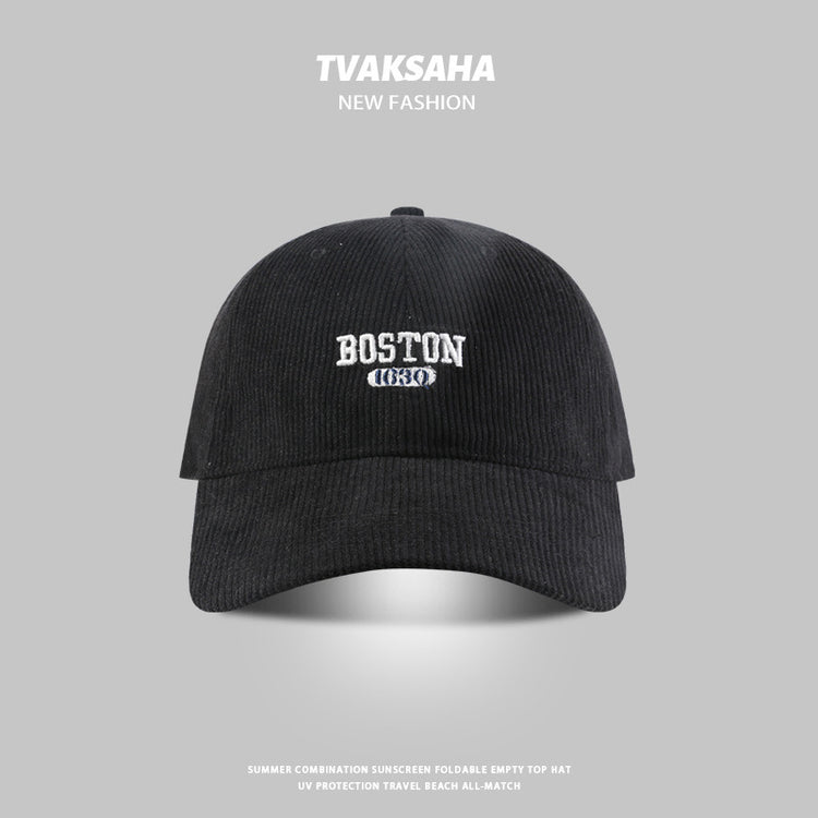 流行帽子|帽子秋冬新款燈芯絨棒球帽男女同款時尚字母防寒帽百搭防風鴨舌帽「C4250」24.08-3