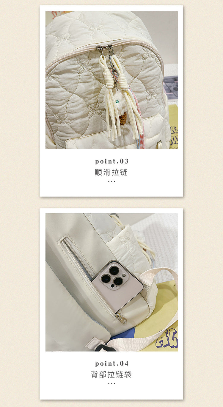 致青春|新款流行棉服絎縫雙肩包女休閒百搭太空棉背包跨境批發大容量學生書包「9510-129」25.11-4