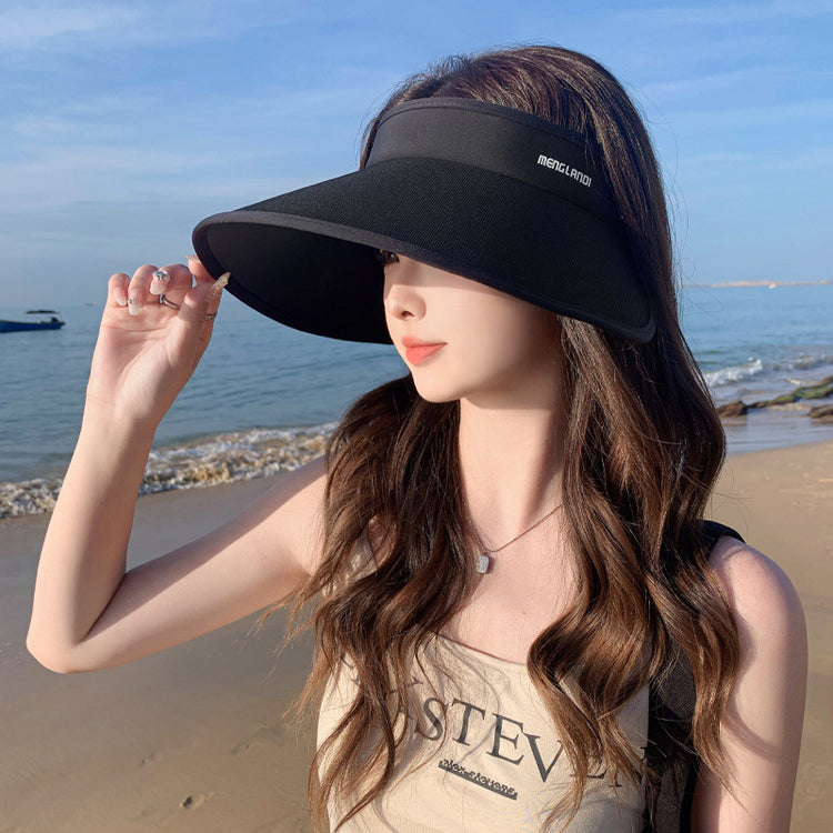 流行帽子|夏季遮陽防曬高級感冰絲材質空頂帽加寬帽簷防紫外線遮臉遮陽帽女「C3708」24.03-2