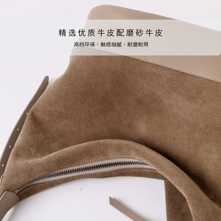 質感真皮|2025年新美拉德高級感輕奢高質感磨砂牛皮大容量水桶包時尚「6173」25.09-2