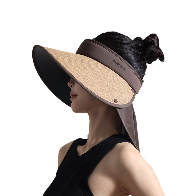 流行帽子|後護頸空頂黑膠防曬帽女夏季騎行百搭遮陽帽防曬防紫外線太陽帽子「C4003」24.05-4