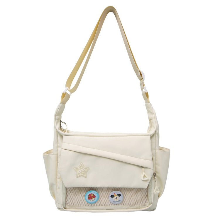 致青春|二次元吧唧痛包日系ins大容量純色百搭郵差包透明休閒通勤單肩包「2752-125」25.05-3