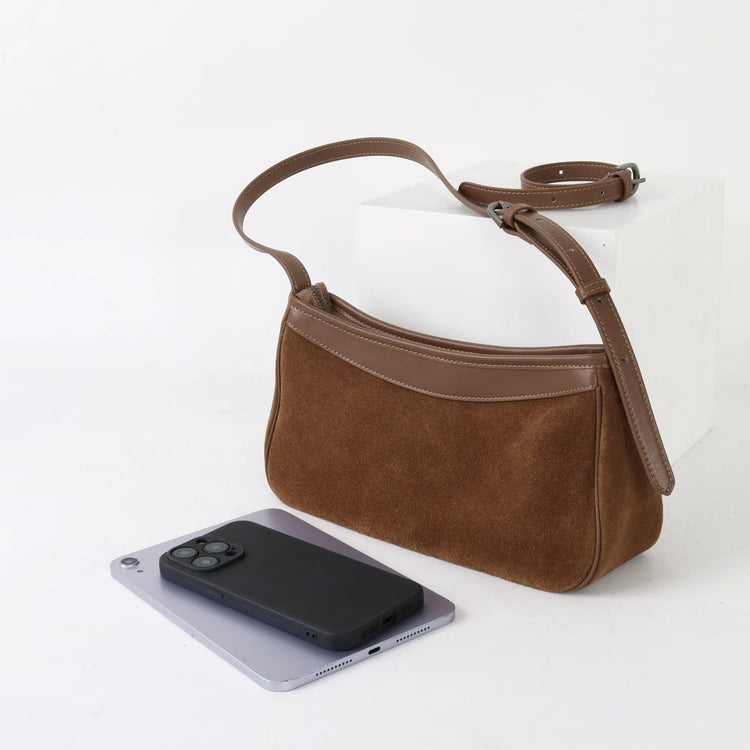 質感真皮|2025新款磨砂美拉德復古百搭韓版單肩斜背包小眾設計休閒托特包包「6179」25.09-3