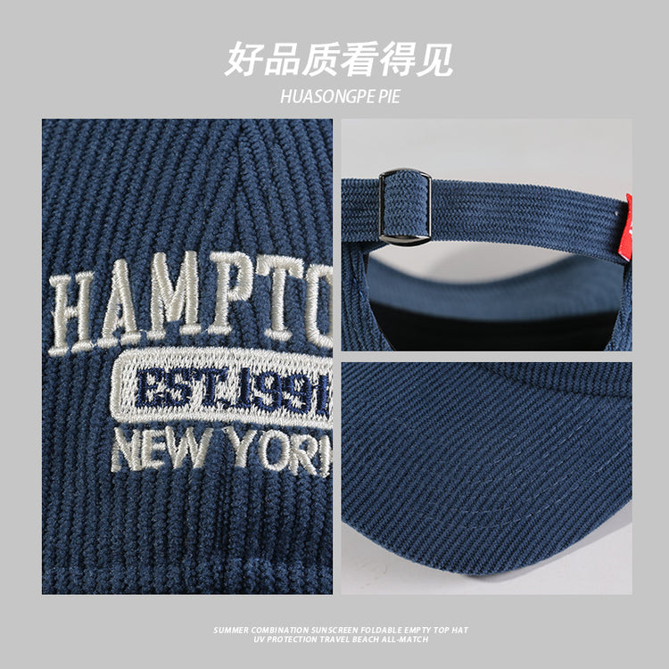 流行帽子|經典百搭款燈芯絨字母刺繡棒球帽秋冬保暖寬檐遮臉防曬學生帽子女「C4252」24.08-2