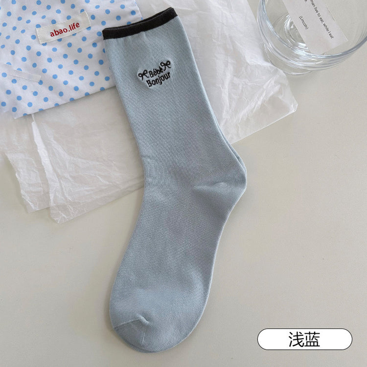 女襪|蝴蝶結襪子女韓系ins潮流吸汗透氣堆堆襪棉質親膚舒適襪子「AM2540」25.07-4