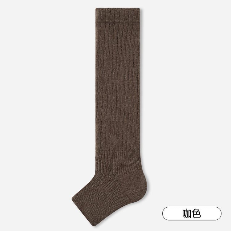 女襪|灰色針織襪套女秋冬季蓄熱加厚保暖羊絨襪彈力親膚舒適Y2K腿套「MZ24134」24.12-4