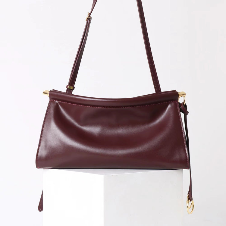 質感真皮|2025新款牛皮腋下復古法式法棍夾子包小眾設計極簡風通勤簡約包「3336」25.06-2