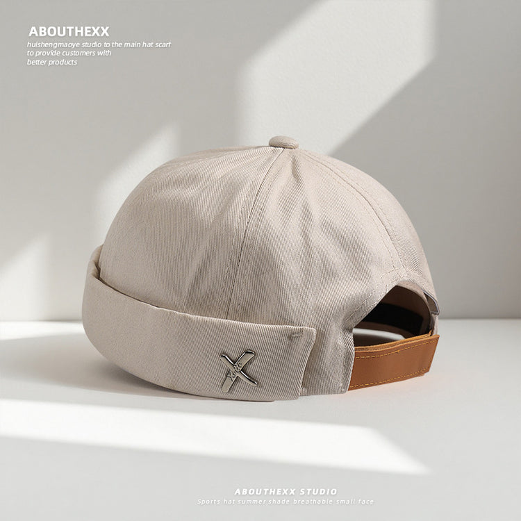 流行帽子|帽子男瓜皮帽日系地主帽韓版街頭潮人嘻哈帽無檐女雅痞時尚地痞帽「C2584」25.09-3
