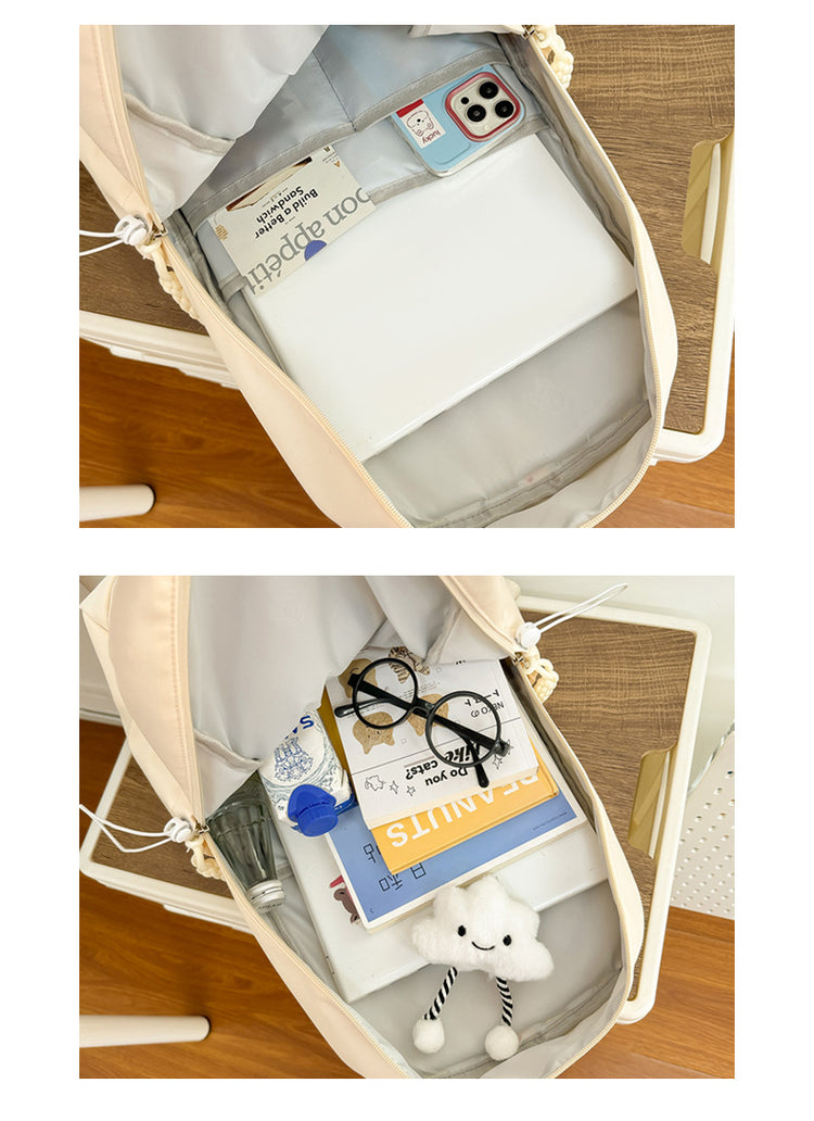 致青春|簡約雙肩包女大容量高顏值背包休閒旅行電腦包純色質感學生書包「2405-126」25.02-3