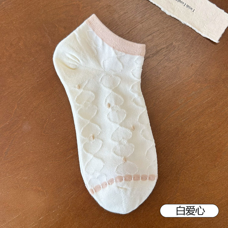 女襪|小熊船襪女夏季薄款棉質吸汗透氣淺口襪搭配單鞋彈力無骨隱形襪「ZX2507」25.05-3