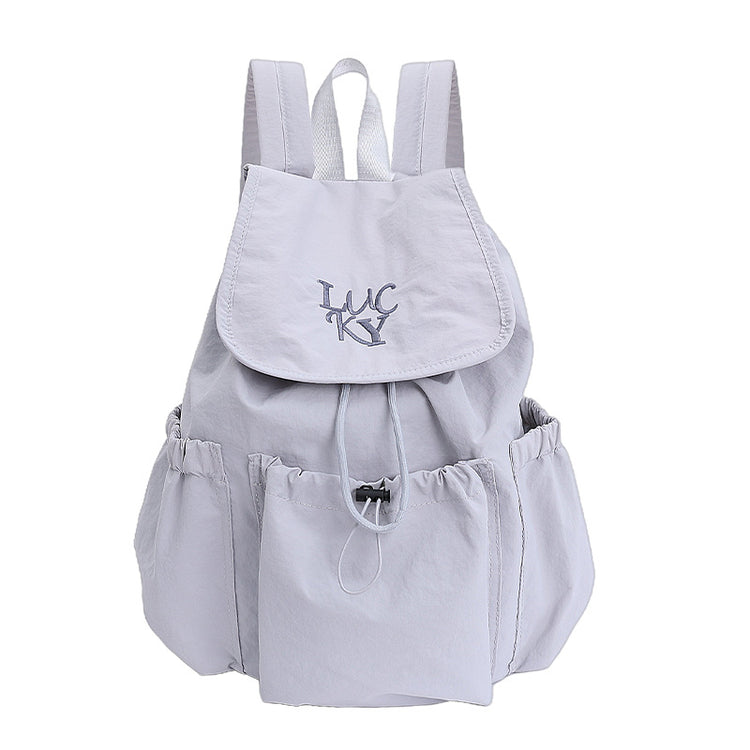 致青春|韓版2025新款抽繩電腦包尼龍帆布包大容量雙肩包學生上課通勤書包「071-126」25.07-4