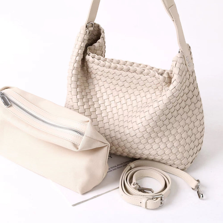 質感真皮|2025新款編織托特包女新款小眾設計高級感通勤大容量單肩腋下包包「7030」25.06-3