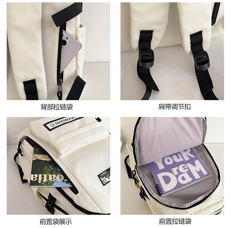 致青春|書包男大學生純色輕便大容量雙肩包多層國高中學生雙肩背包女 「9028-134」25.09-4