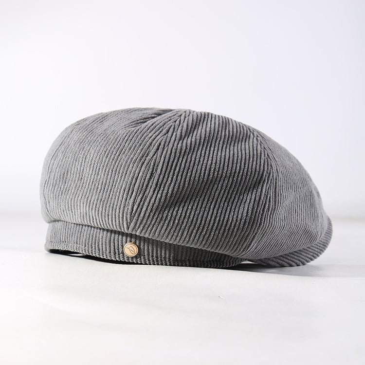 流行帽子|2025秋冬新款燈芯絨八角帽女英倫風貝雷帽復古百搭顯臉小帽子男潮「C5654」25.09-5