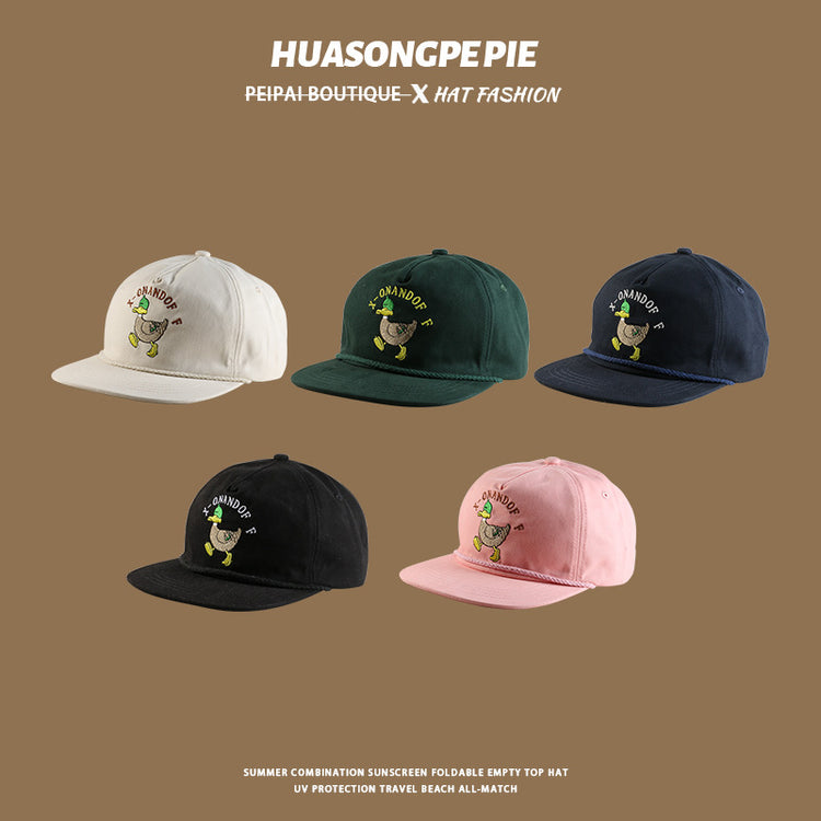 流行帽子|帽子防曬帽夏季女新款2024可愛鴨鴨寬檐遮臉百搭出行多巴胺棒球帽「C4058」24.06-3