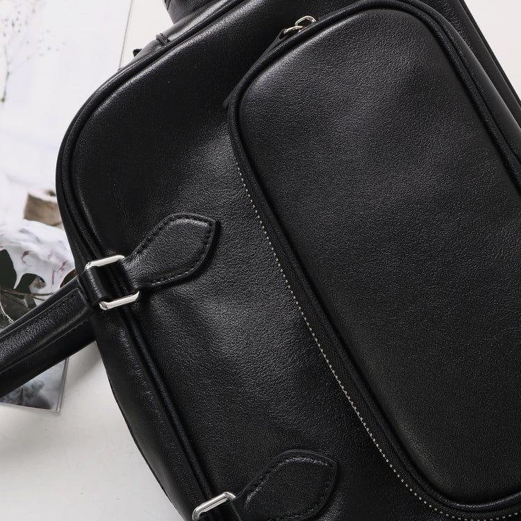 質感真皮|2024新款復古運動手提包機車包大容量秋冬單肩公文包休閒真皮女包「3301」24.12-4