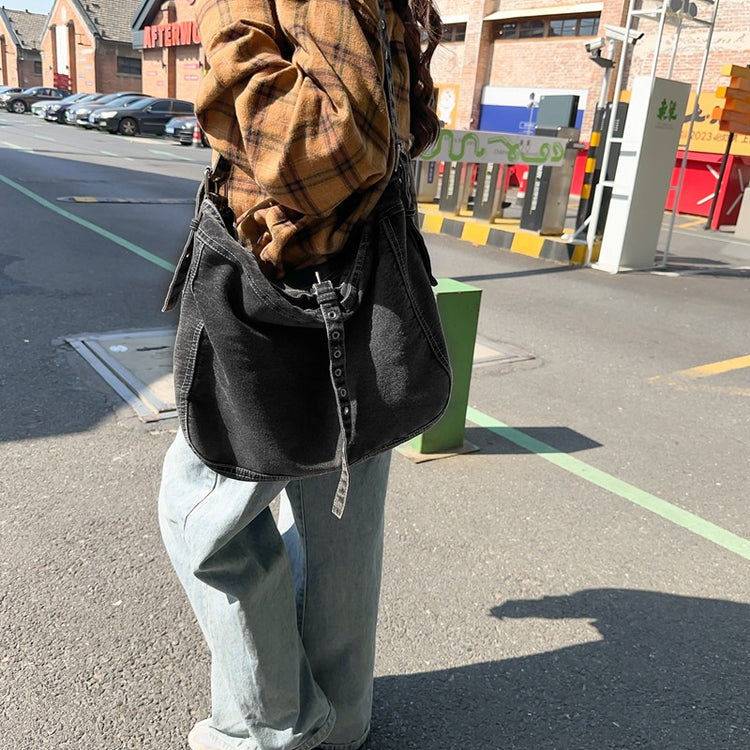 致青春 | 包包女包新款韓版復古帆布包水洗牛仔女包大容量購物袋單肩包「8182-370」24.04-2