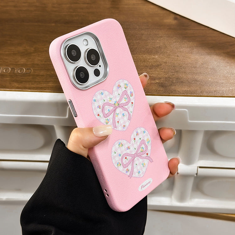 手機殼|iPhone16適用15愛心ins風14Promax蘋果13手機殼12Pro銀框皮紋「WMWM3296」25.04-3