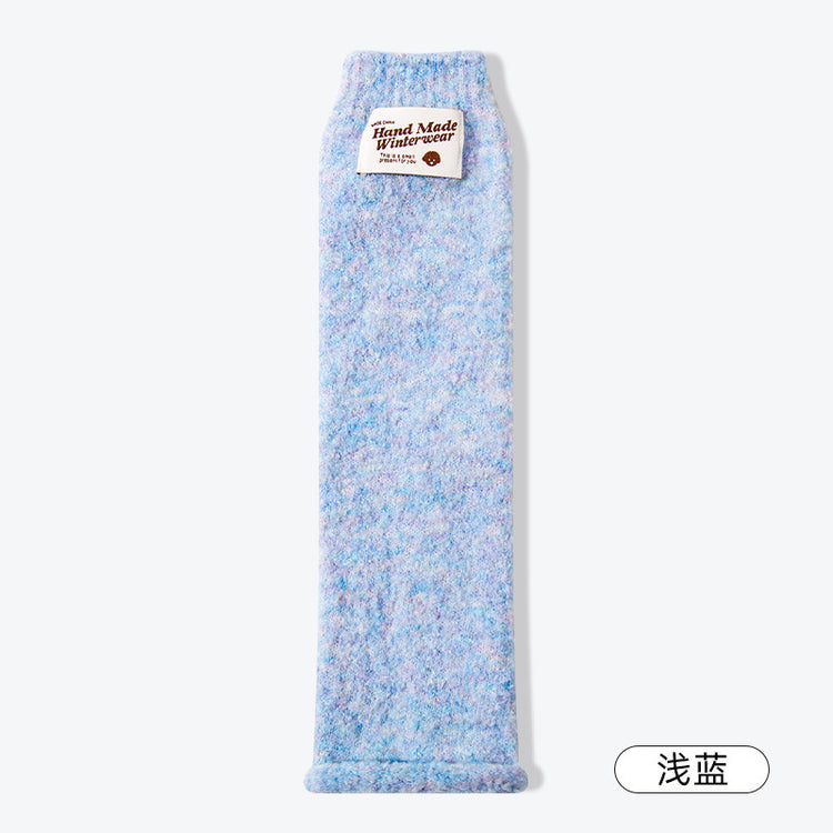 女襪|白色羊絨襪子女彈力羅口蓄熱鎖溫堆堆襪套秋冬季加厚保暖舒適腿套「YM2470」24.12-4