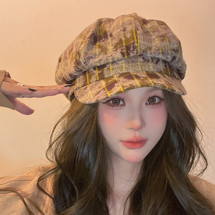 流行帽子 | 帽子八角帽女復古文藝畫家帽遮臉扎染拼色百搭顯臉小出行貝雷帽男「C4078」24.06-4