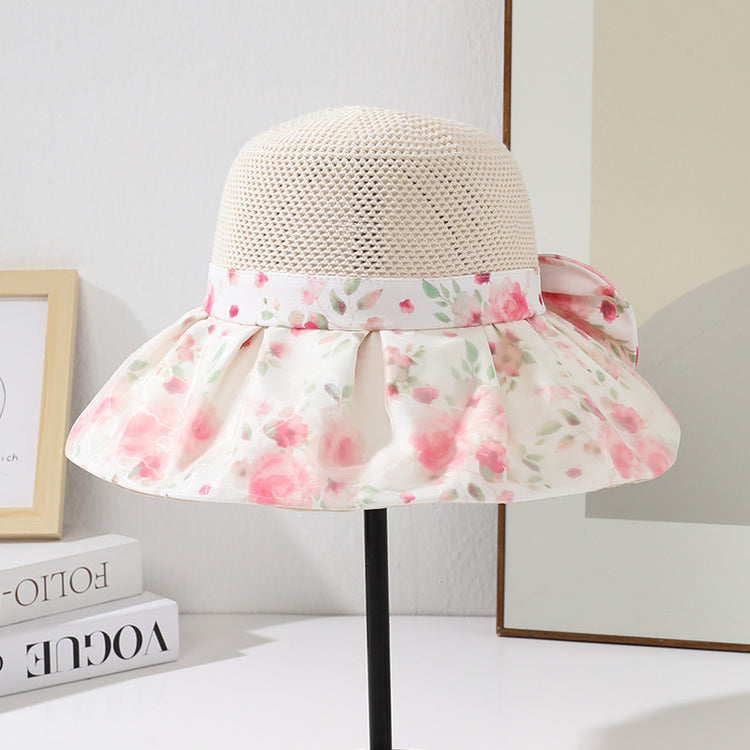 流行帽子|夏季新款蝴蝶結帽子女防曬小清新遮陽帽戶外出遊防紫外線太陽帽潮「C5253」25.05-1