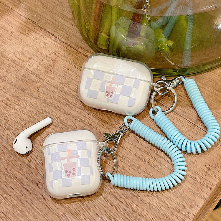 耳機套|適用2/3代藍格子無線藍牙耳機保護套airpodspro透明殼帶掛繩「BQ2503」24.07