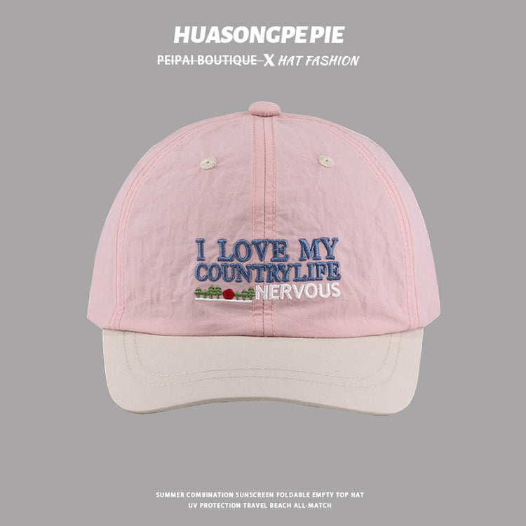流行帽子|帽子【520系列】loveyou字母刺繡短檐百搭速乾甜酷風多巴胺棒球帽「C3954」24.05-3