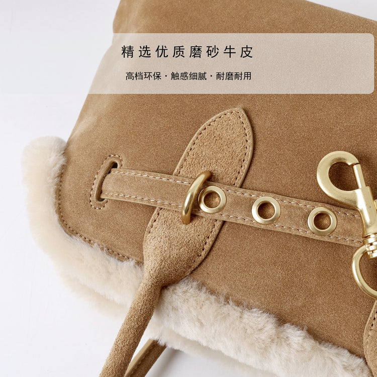 質感真皮|2025新款復古磨砂毛絨拼接手提包大容量通勤腋下包女包包小眾設計「8358」25.11-3