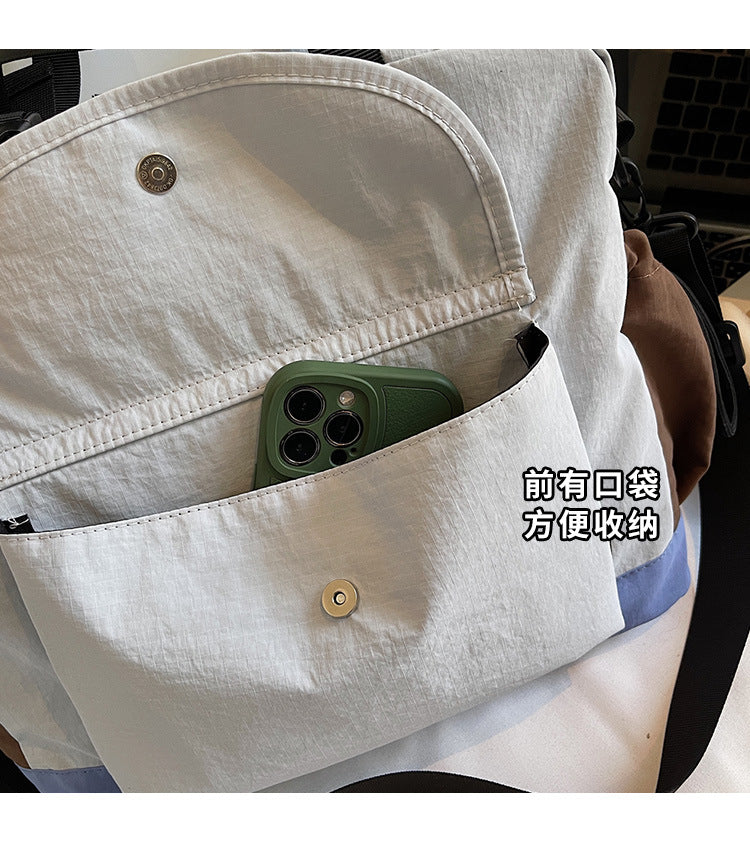 致青春|韓版拼接撞色韓版布包2025新款高級感大容量通勤單肩斜背包「8831-130」25.11-2