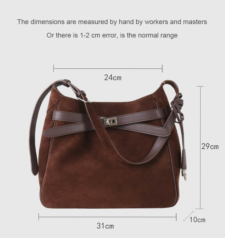 質感真皮|2025新款復古百搭拼接磨砂斜背包單肩水桶包高級感通勤大容量包包「5138」25.09-5