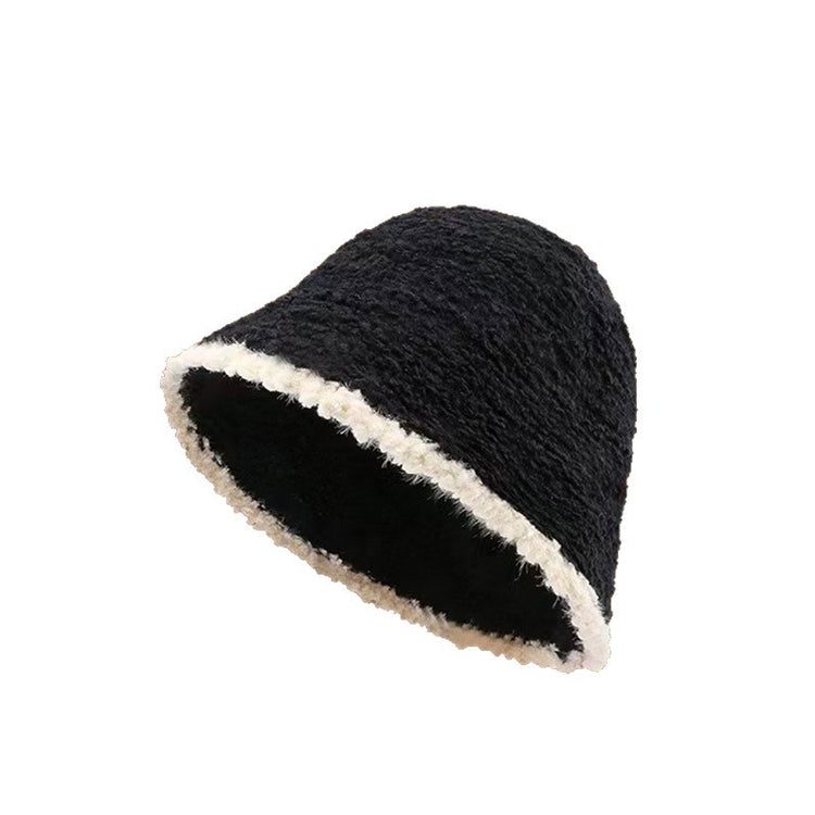 流行帽子|2025新款羊羔卷漁夫帽子女秋冬季毛絨大頭圍針織水桶帽冬天盆帽「C1599」25.12-2