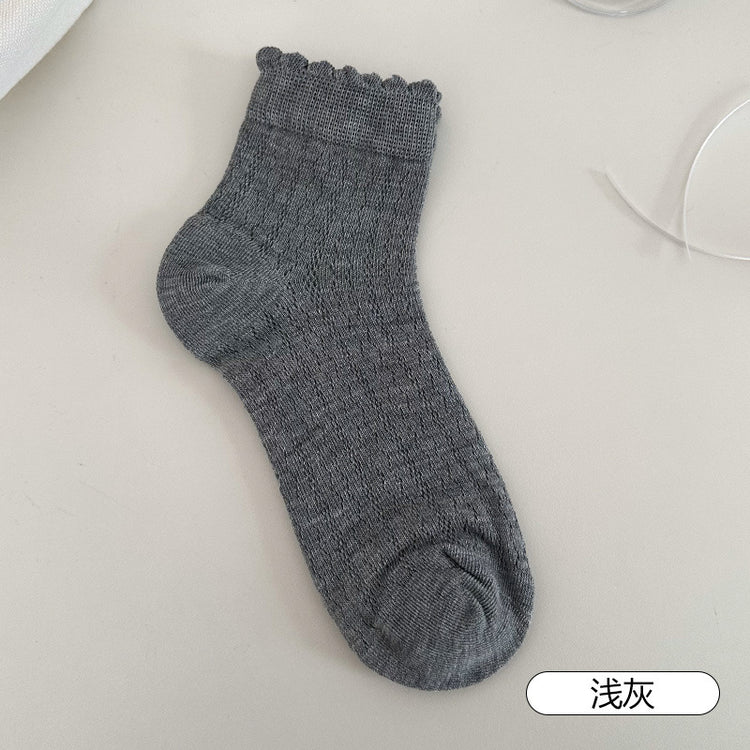 女襪|夏季薄款襪子女鏤空網眼透氣親膚舒適短襪棉質吸汗襪子批發「AM2425」25.04-5