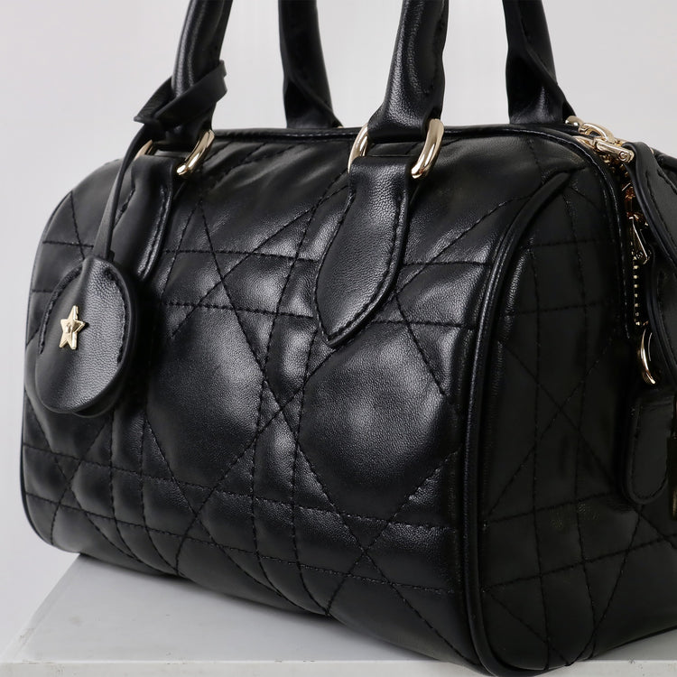 質感真皮|2025新款高級感羊皮時尚百搭枕頭包波士頓保齡球包手提斜挎女包包「8152」25.05-1