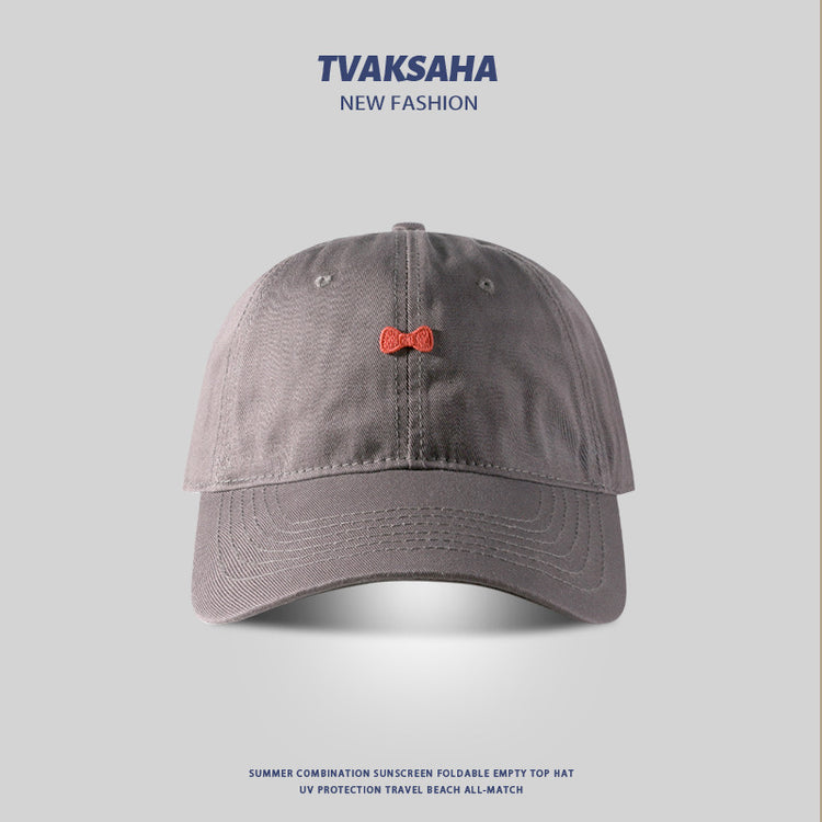 流行帽子|貼布蝴蝶結棒球帽夏季戶外顯臉小防曬帽純棉百搭學生情侶鴨舌帽女「C4123」24.07-4