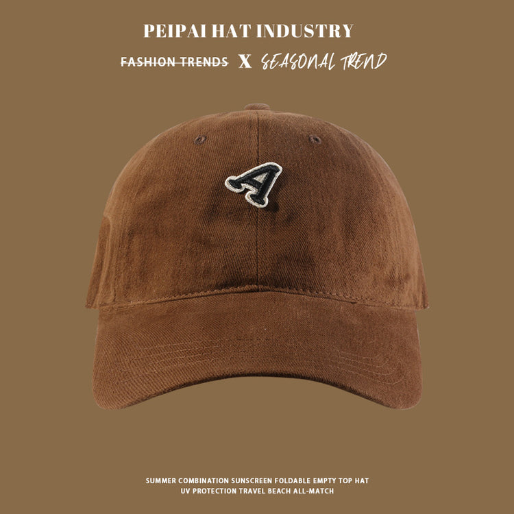 流行帽子|新款貼布字母A棒球帽春秋字母韓版鴨舌帽寬檐顯臉小百搭遮陽帽子「C4286」24.09-2