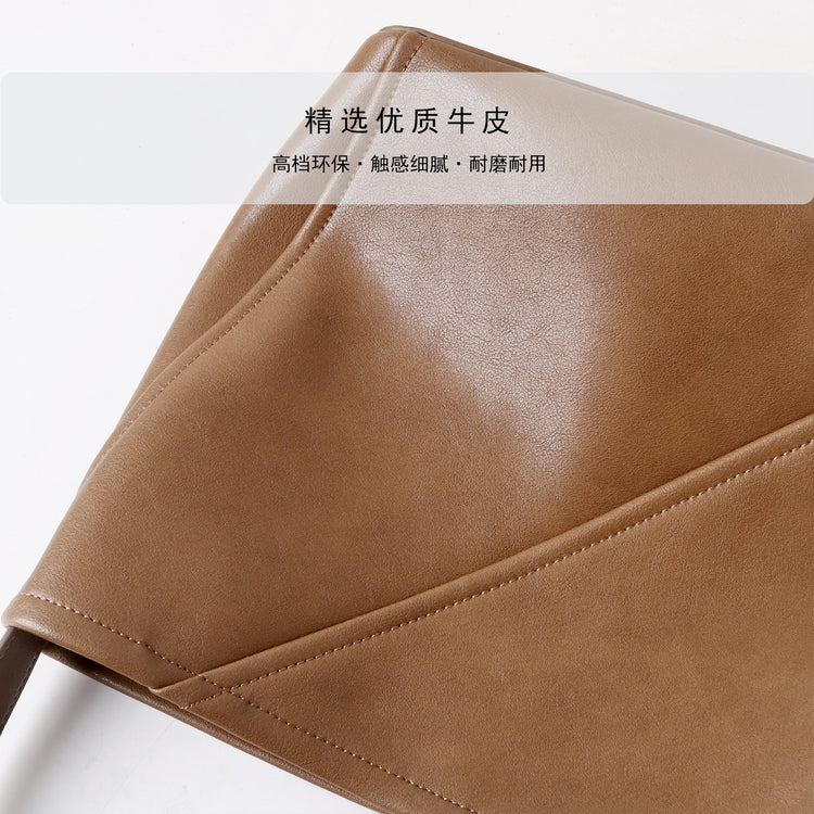 質感真皮|2025新款大容量牛皮拼接質感通勤子母包時尚百搭單肩腋下水桶包女「7056」25.09-3