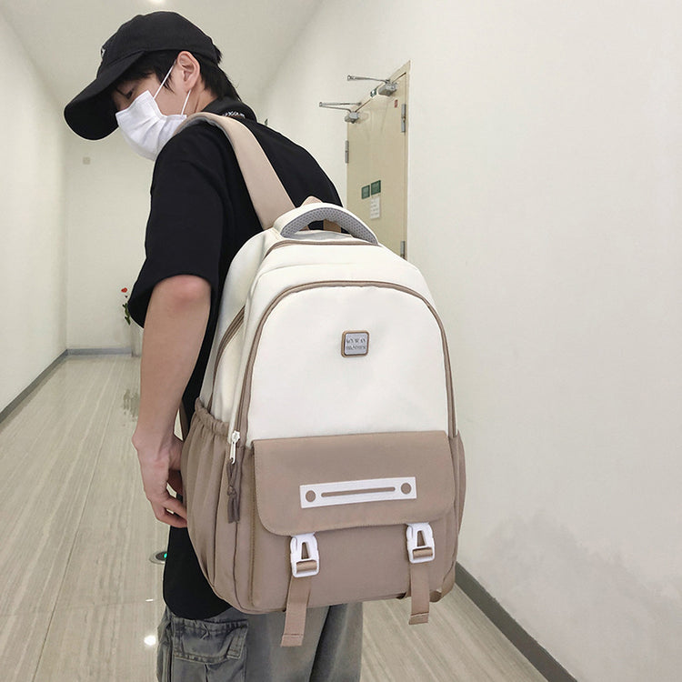 致青春|雙肩包男士簡約大容量電腦旅行背包韓版翻蓋大學生情侶雙肩包「543-133」24.09-2