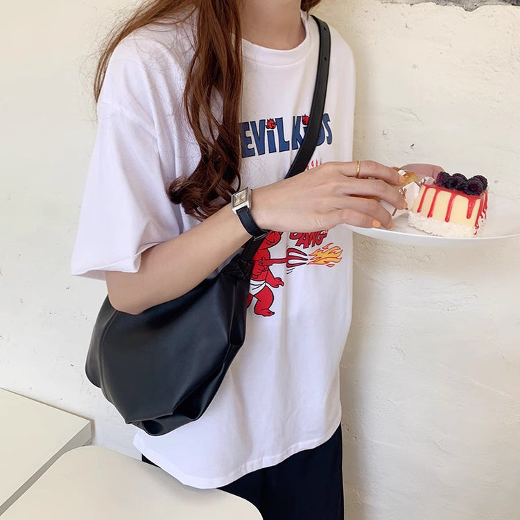 日韓流行|高級質感軟皮包包女2024新款潮時尚百搭斜挎包小眾女士單肩餃子包「9310#」24.03-2