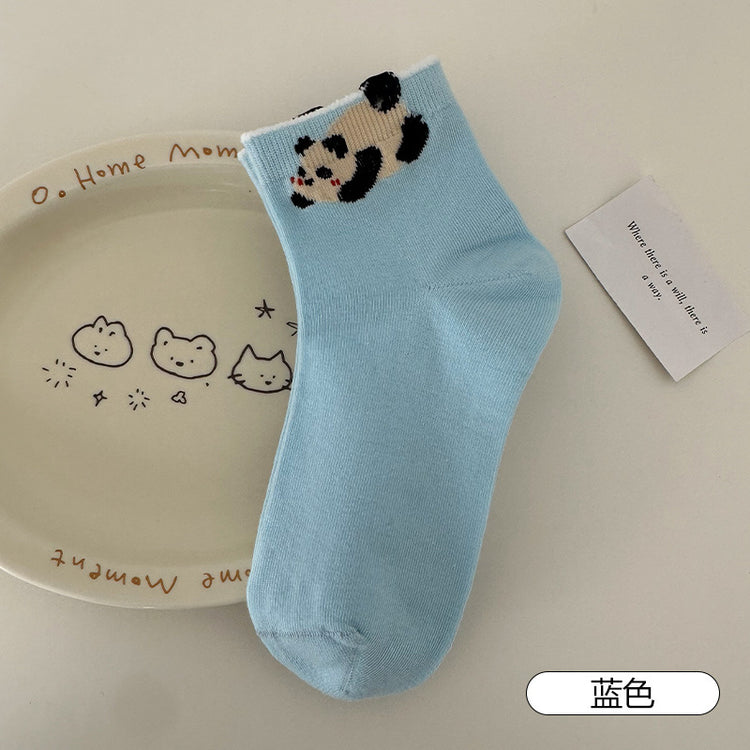 女襪|立體卡通圖案襪子女ins潮學院風彈力短襪棉質親膚吸汗透氣休閒襪「MYH2510」25.04-2