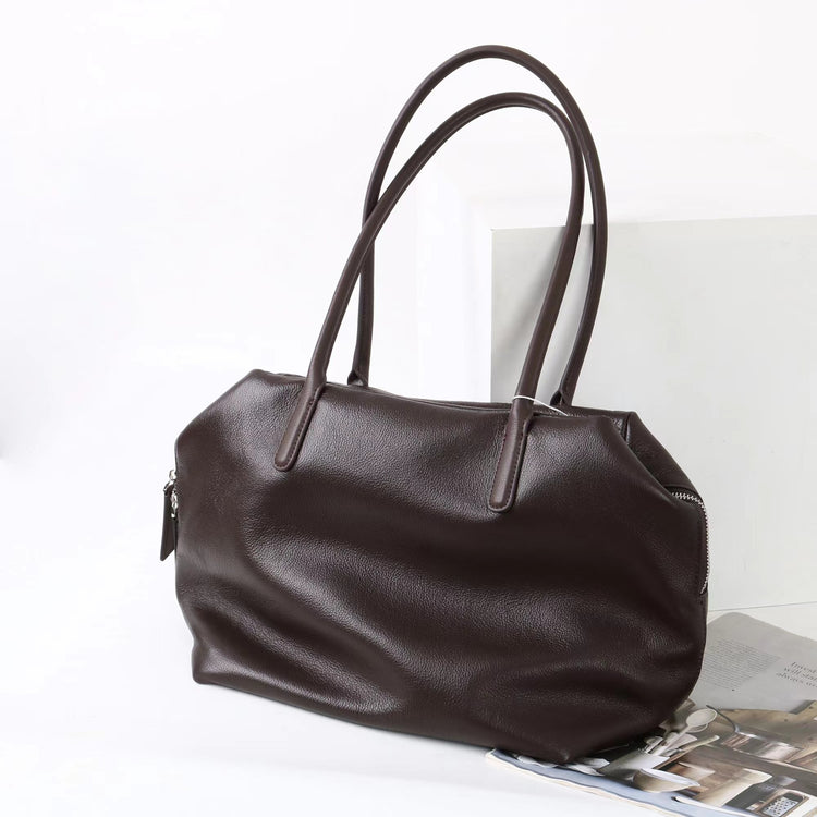 質感真皮|2025新頭層牛皮大容量手提輕奢單肩包休閒通勤高級感腋下托特包「6166」25.11-2