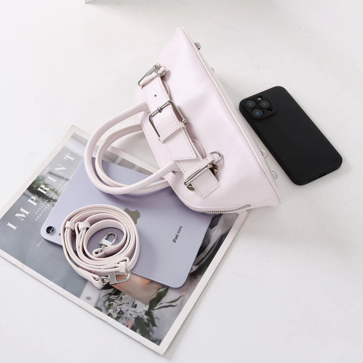 質感真皮|2025新款百搭手提包時尚優雅肩斜背包韓國小眾手提保齡球包包「6717」25.07-2