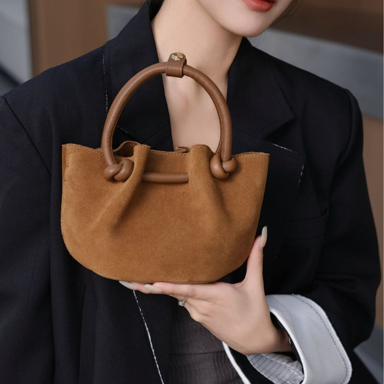 質感真皮|2024新款秋冬高級感百搭磨砂褶皺餃子包腋下包女式單肩斜挎「6962」24.08-1