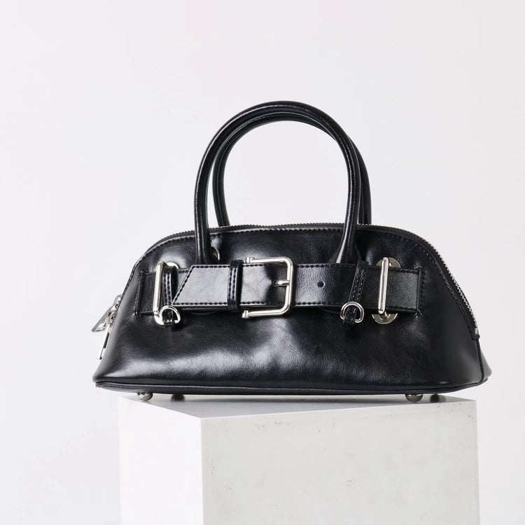 質感真皮|2025新款百搭手提包時尚優雅肩斜背包韓國小眾手提保齡球包包「6717」25.07-2